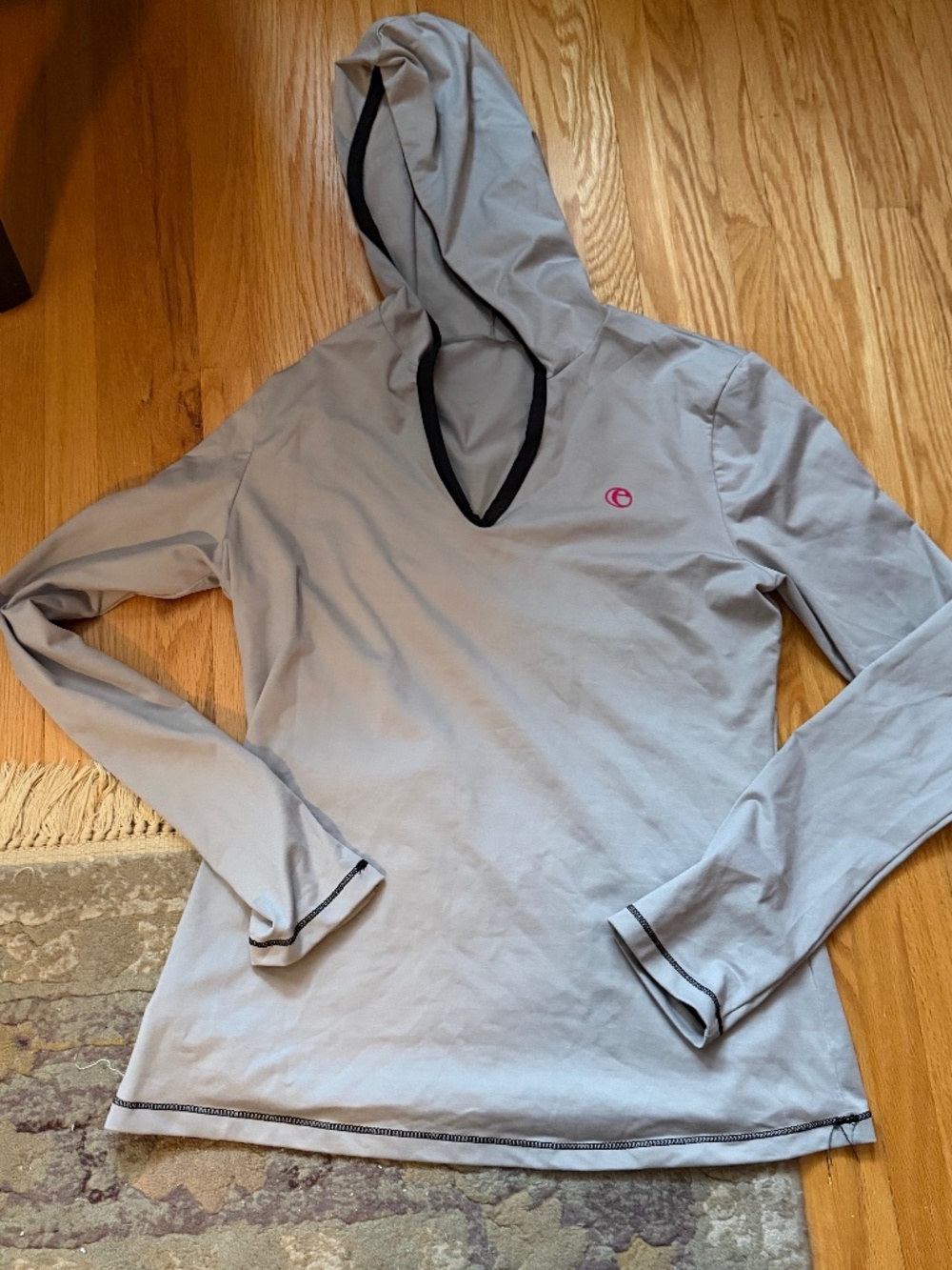 Light Grey Stretch Yoga Hoodie Top - size large - Picture 5 of 5